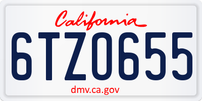 CA license plate 6TZO655