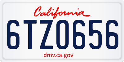 CA license plate 6TZO656