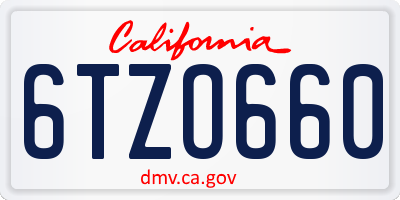 CA license plate 6TZO660