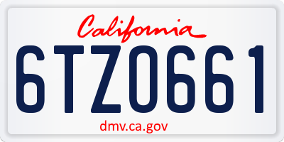CA license plate 6TZO661
