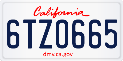 CA license plate 6TZO665