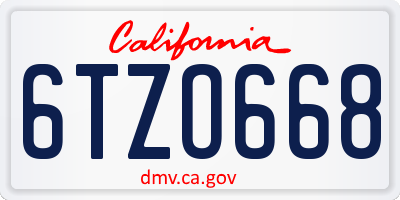 CA license plate 6TZO668