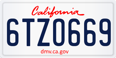 CA license plate 6TZO669