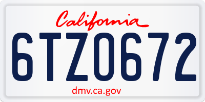CA license plate 6TZO672