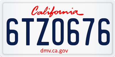 CA license plate 6TZO676