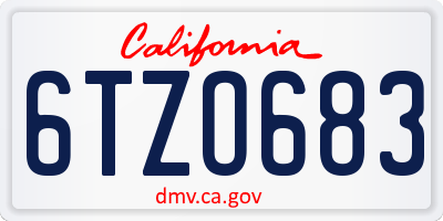 CA license plate 6TZO683