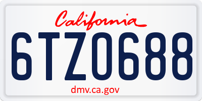 CA license plate 6TZO688