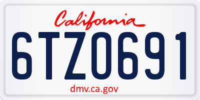 CA license plate 6TZO691