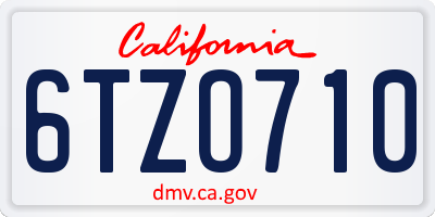 CA license plate 6TZO710