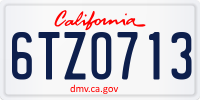 CA license plate 6TZO713