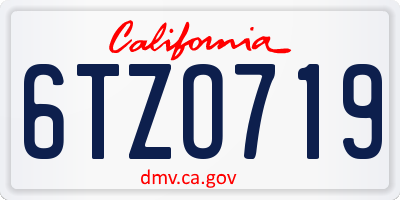 CA license plate 6TZO719