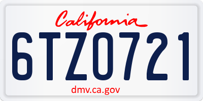 CA license plate 6TZO721