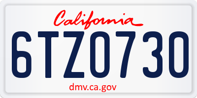 CA license plate 6TZO730