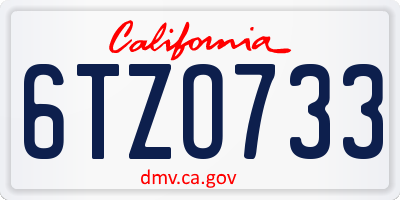 CA license plate 6TZO733