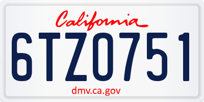 CA license plate 6TZO751