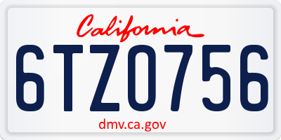 CA license plate 6TZO756