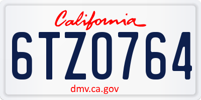 CA license plate 6TZO764