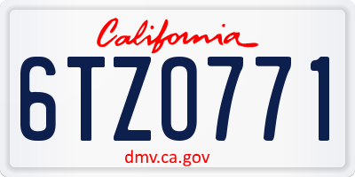 CA license plate 6TZO771