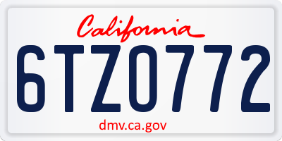 CA license plate 6TZO772