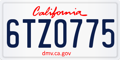 CA license plate 6TZO775