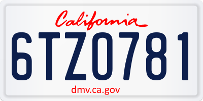 CA license plate 6TZO781