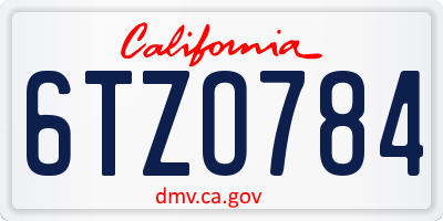 CA license plate 6TZO784
