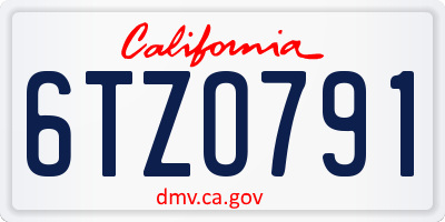 CA license plate 6TZO791