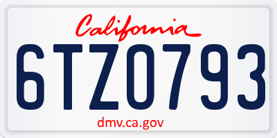 CA license plate 6TZO793