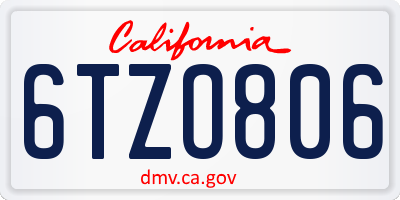 CA license plate 6TZO806