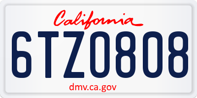 CA license plate 6TZO808