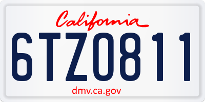CA license plate 6TZO811