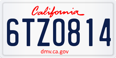 CA license plate 6TZO814