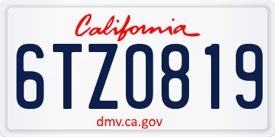 CA license plate 6TZO819