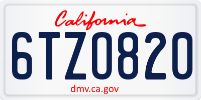 CA license plate 6TZO820