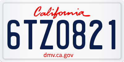 CA license plate 6TZO821