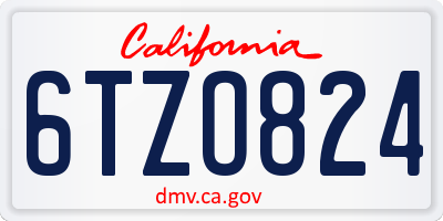 CA license plate 6TZO824