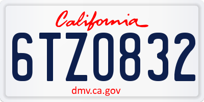 CA license plate 6TZO832