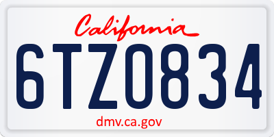 CA license plate 6TZO834