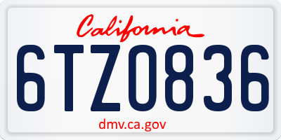 CA license plate 6TZO836