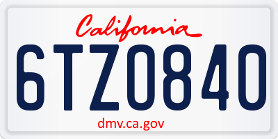 CA license plate 6TZO840