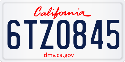 CA license plate 6TZO845