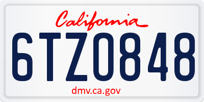 CA license plate 6TZO848