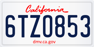 CA license plate 6TZO853