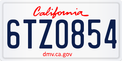 CA license plate 6TZO854