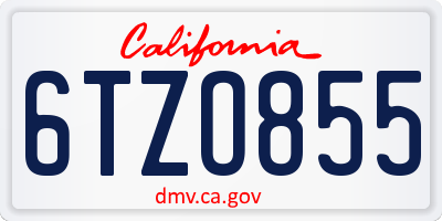 CA license plate 6TZO855