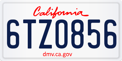 CA license plate 6TZO856