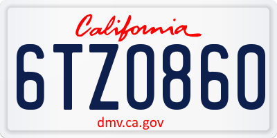 CA license plate 6TZO860