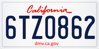 CA license plate 6TZO862