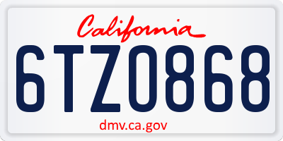 CA license plate 6TZO868