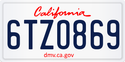 CA license plate 6TZO869